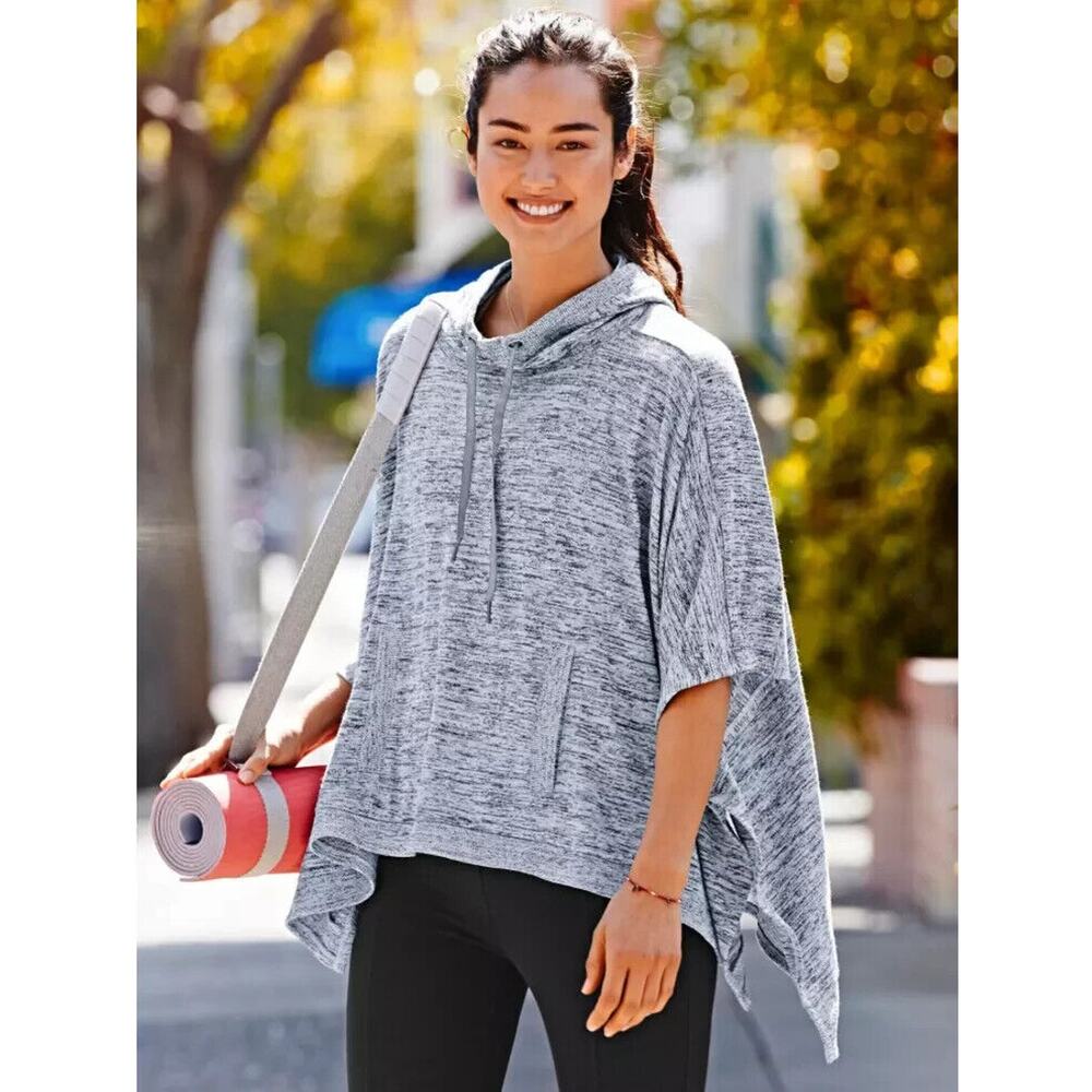 Athleta Hooded Poncho Womens S Small Grey Blissful Drawstring Pullover Workout - Picture 15 of 16
